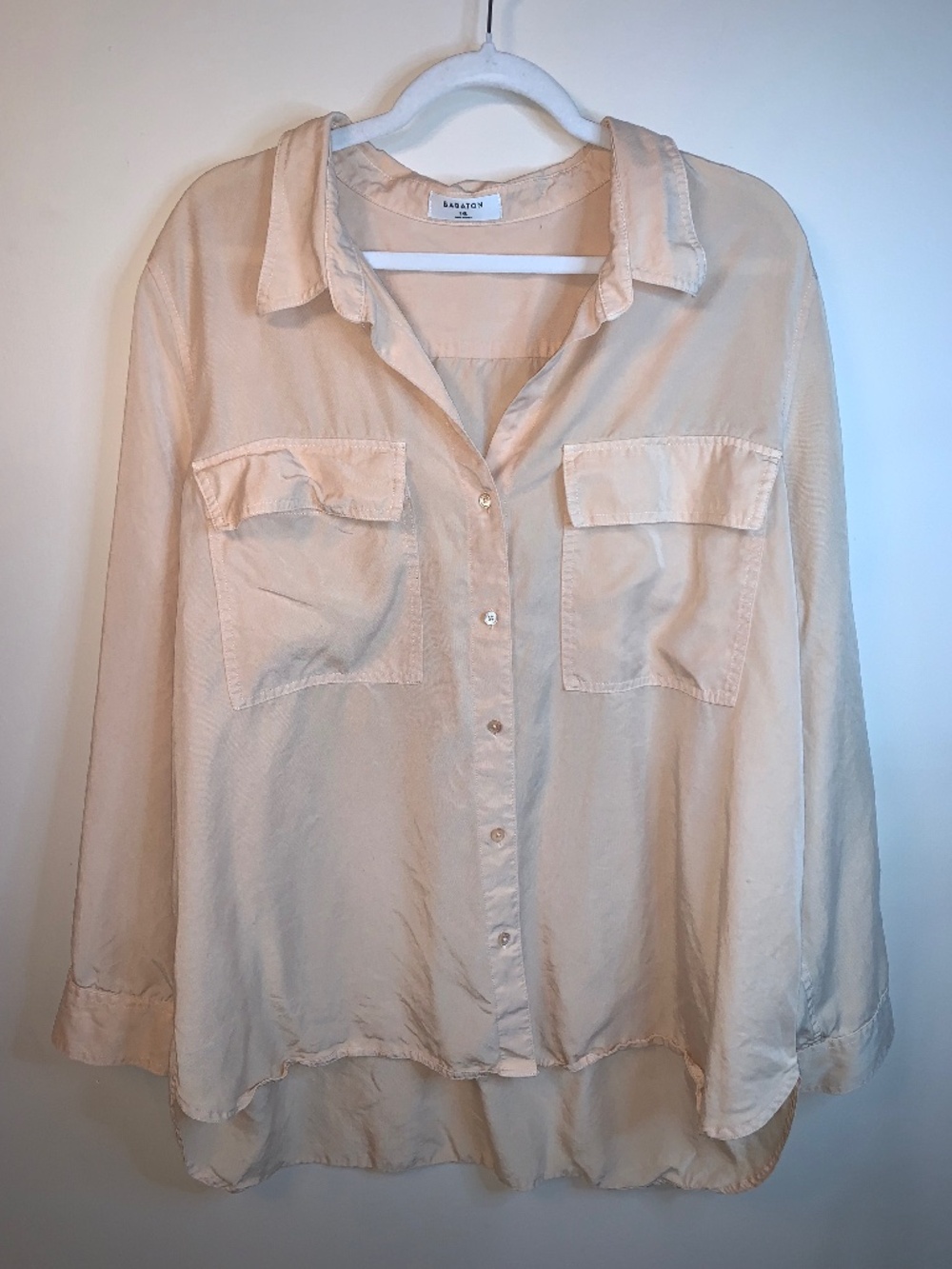 Aritzia Babaton Peach Utility Button Up Shirt 2X